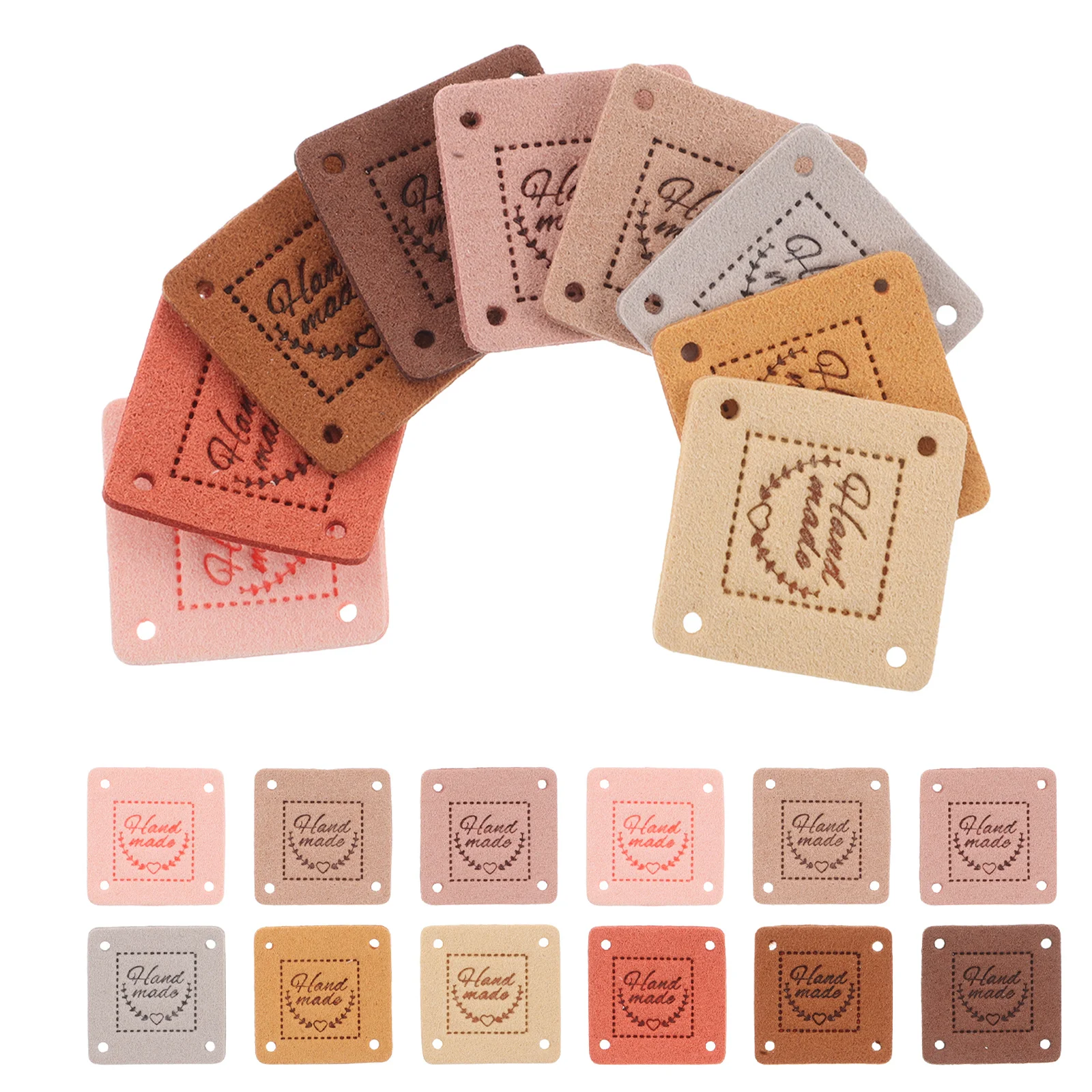 

100Pcs Colorful Handmade Embossed Labels Soft Fabric Tags for Sewing Crochet Hats Bags Clothes DIY Craft Accessories