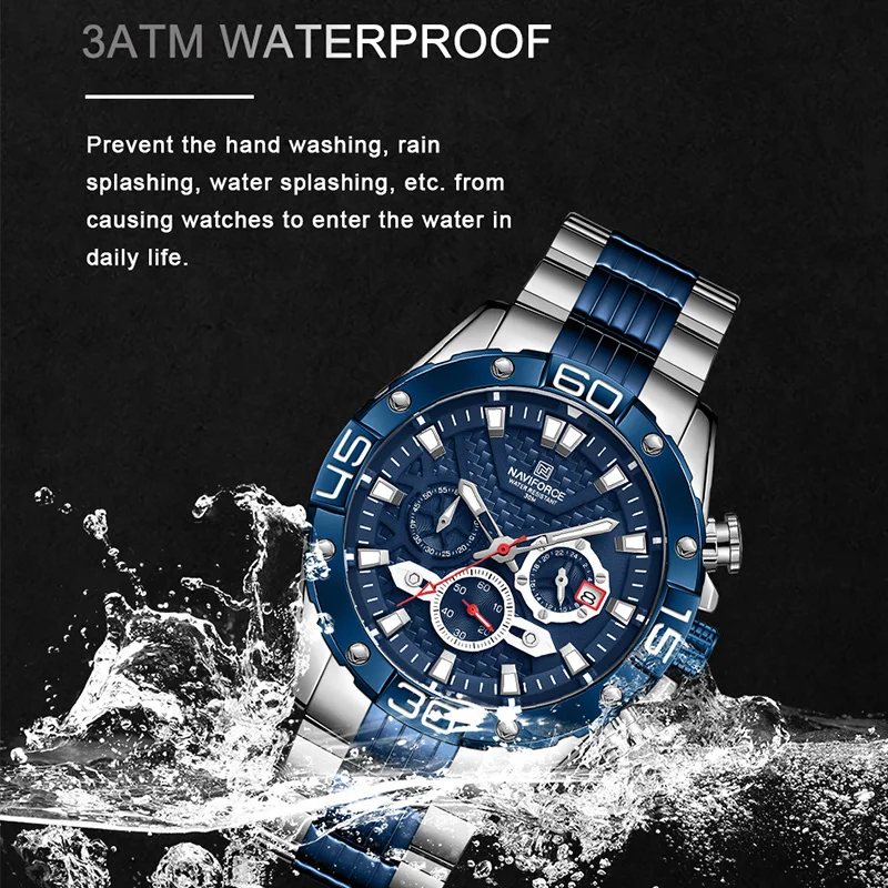 Quartz Watch For Men Classic Luxury Watch Brand Waterproof Clock Chronograph Sport Stainless Steel Men Watch Reloj Hombre NF8019