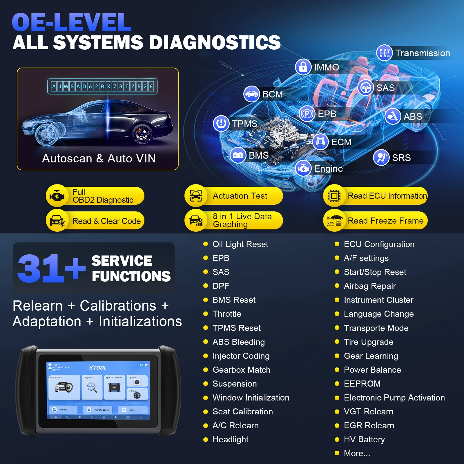 XTOOL InPlus IK618 IMMO Key Programming Tool Car Diagnostic Tools Key Programmer All Key Lost & Add Key With KC100 PK X100 PAD3