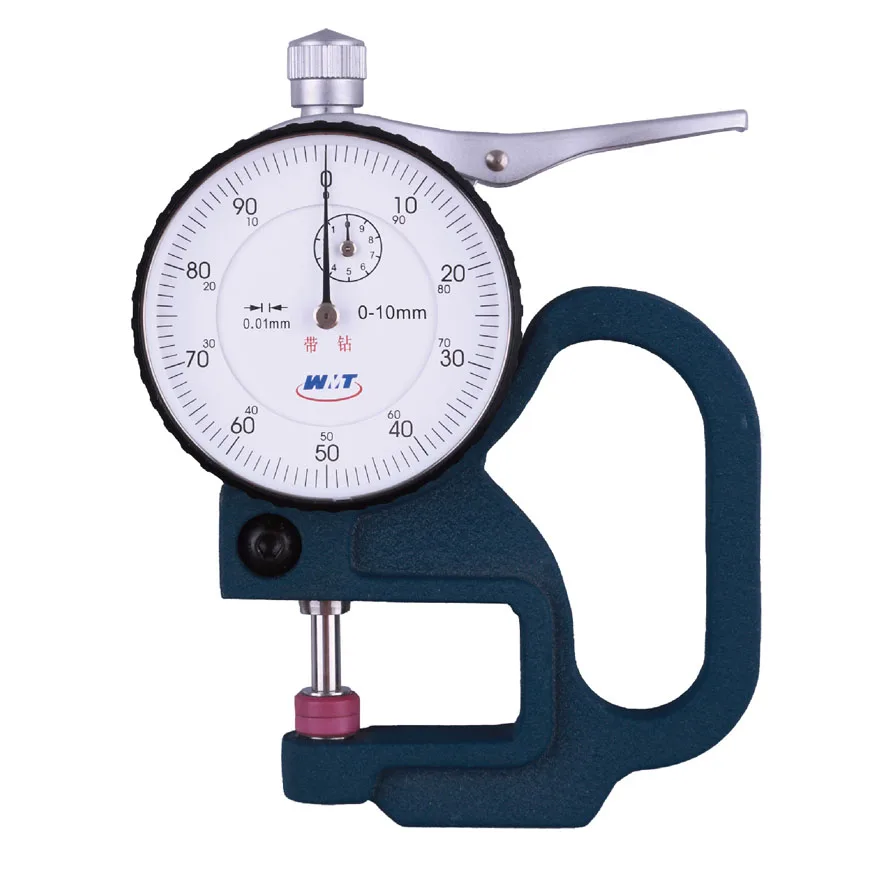 

Flat measuring face Dial thickness Gage,range 0-10mm graduation 0.01mm,ceramic and steel spindle anvil,dia.10mm