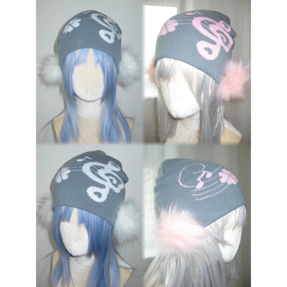 Gorros con notas musicales y alas originales, gorros y2k con formas de puntuación, bola de pelo, elfo, Jacquard, subcultura, accesorios de invierno de lana tejidos para mujer