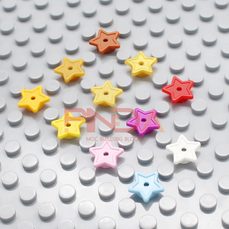 100pcs Moc 11609 Plate Round 1x1 with Star and Small Pin Hole DIY Building Blocks Bricks Compatible 28619 Assmble Particle