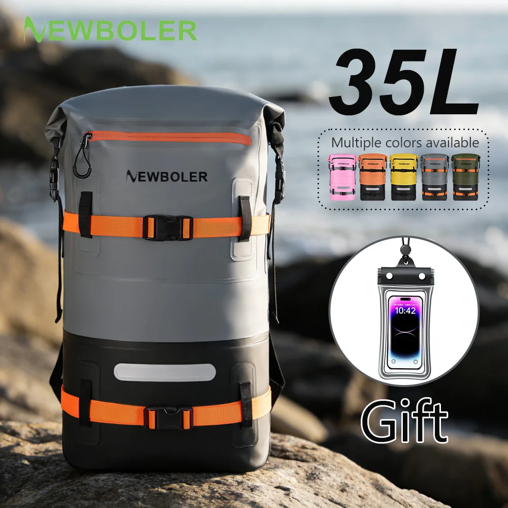 NEWBOLER Large Capacity Swimming Waterproof Backpack, Beach, Drifting, Surfing, Diving, Waterproof Backpack 35L Dry Pack