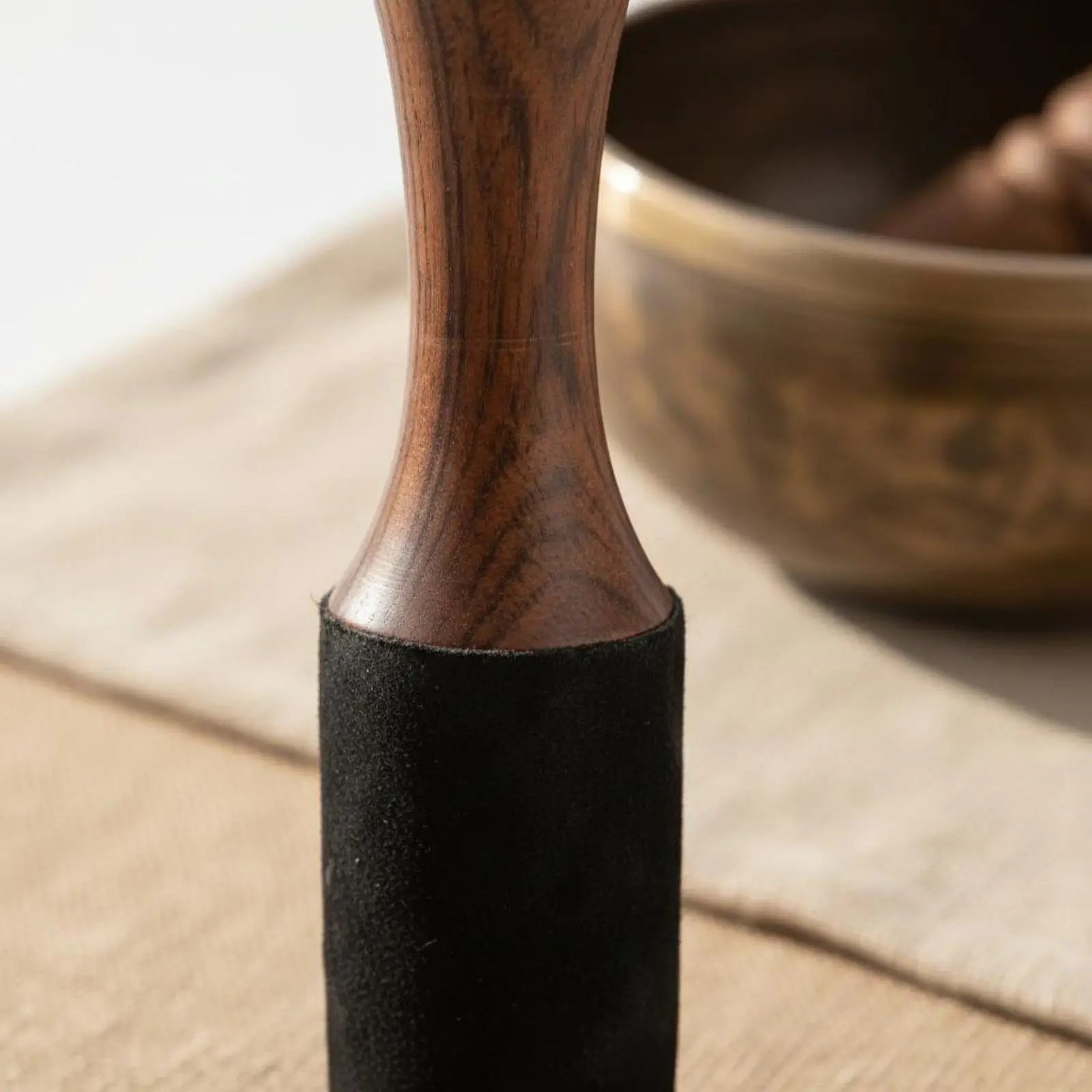 Singing Bowl Mallet Solid Wood Suede Tip Meditation Striker Handcrafted Resonance Tool for Zen
