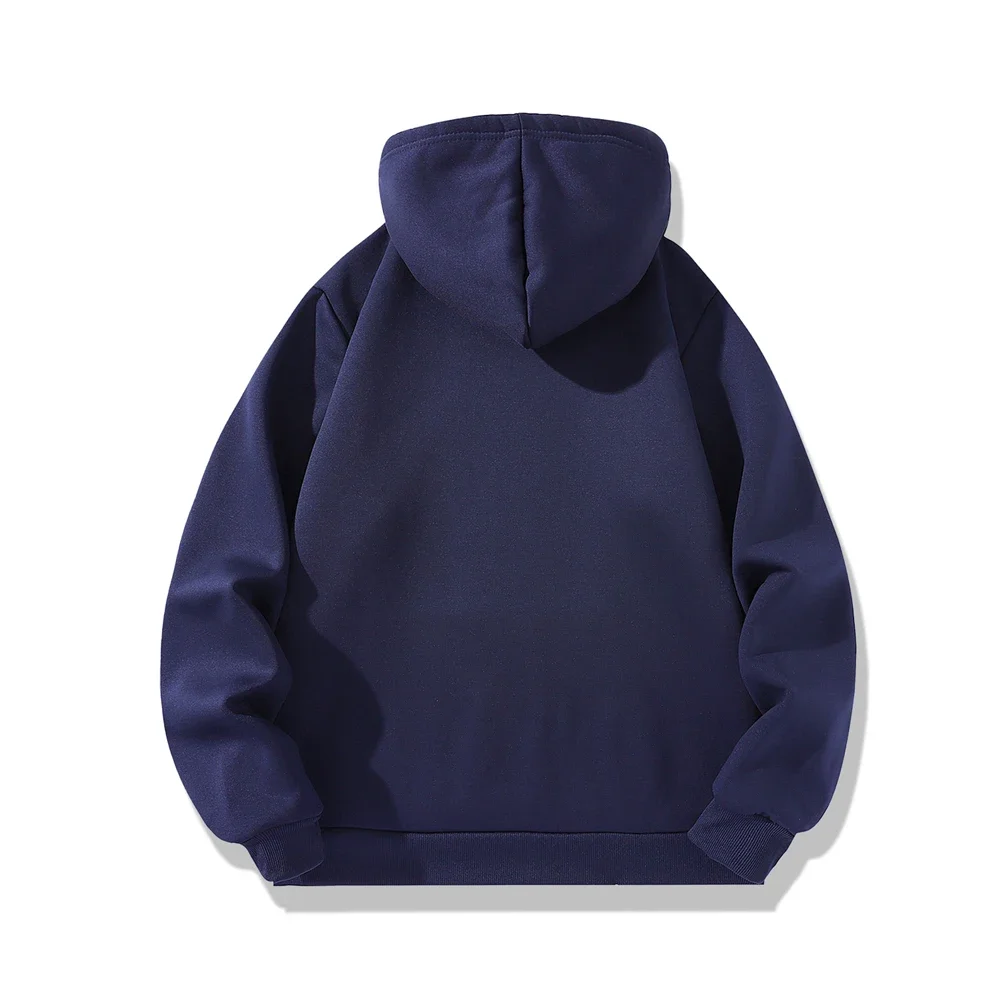Men\'s Winter Warm Hoodies Sports Thick Sweatshirts Windproof Thermal Casual Solid Color Loose Long Sleeve Pullover Streetwear