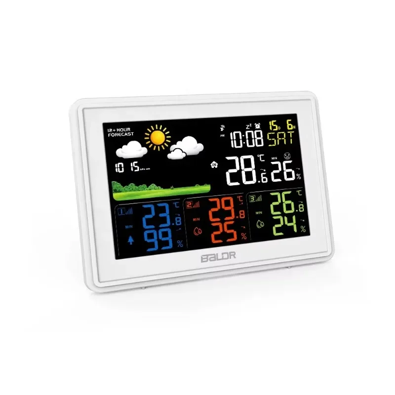 B0359 Digital Color Wireless Weather Station Wireless Indoor Outdoor Agricultural Weather Station w/3 Sensor Thermometer