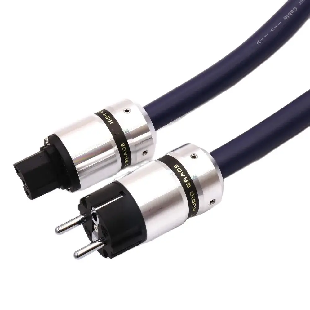 

HIFI Audio Power Cable with US/EU Version Gold Plated Plugs,4Square 12AWG Audiophile Power Cord 125V 15A Power Line