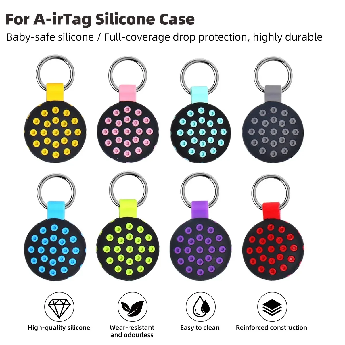 Cover for Airtags Case Silicone Protective Shell Tracker Accessories Anti-scratch Sleeve Keychain For Air tag Case