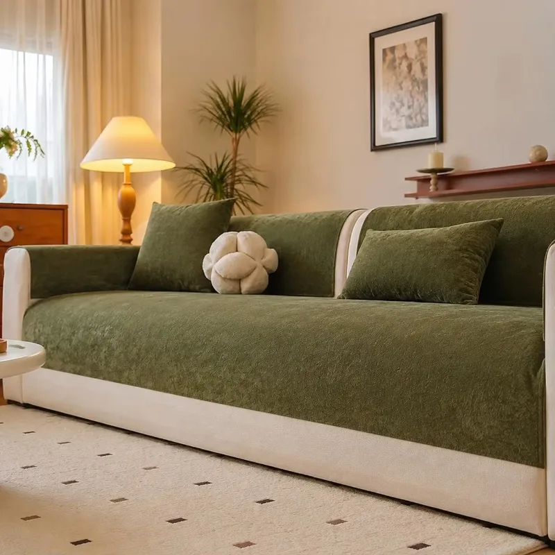 Solid Color Cloud Velvet Couch Cover, Luxury Modern Style, Soft Skin-friendly Waterproof Non-slip Sofa Seat Pad