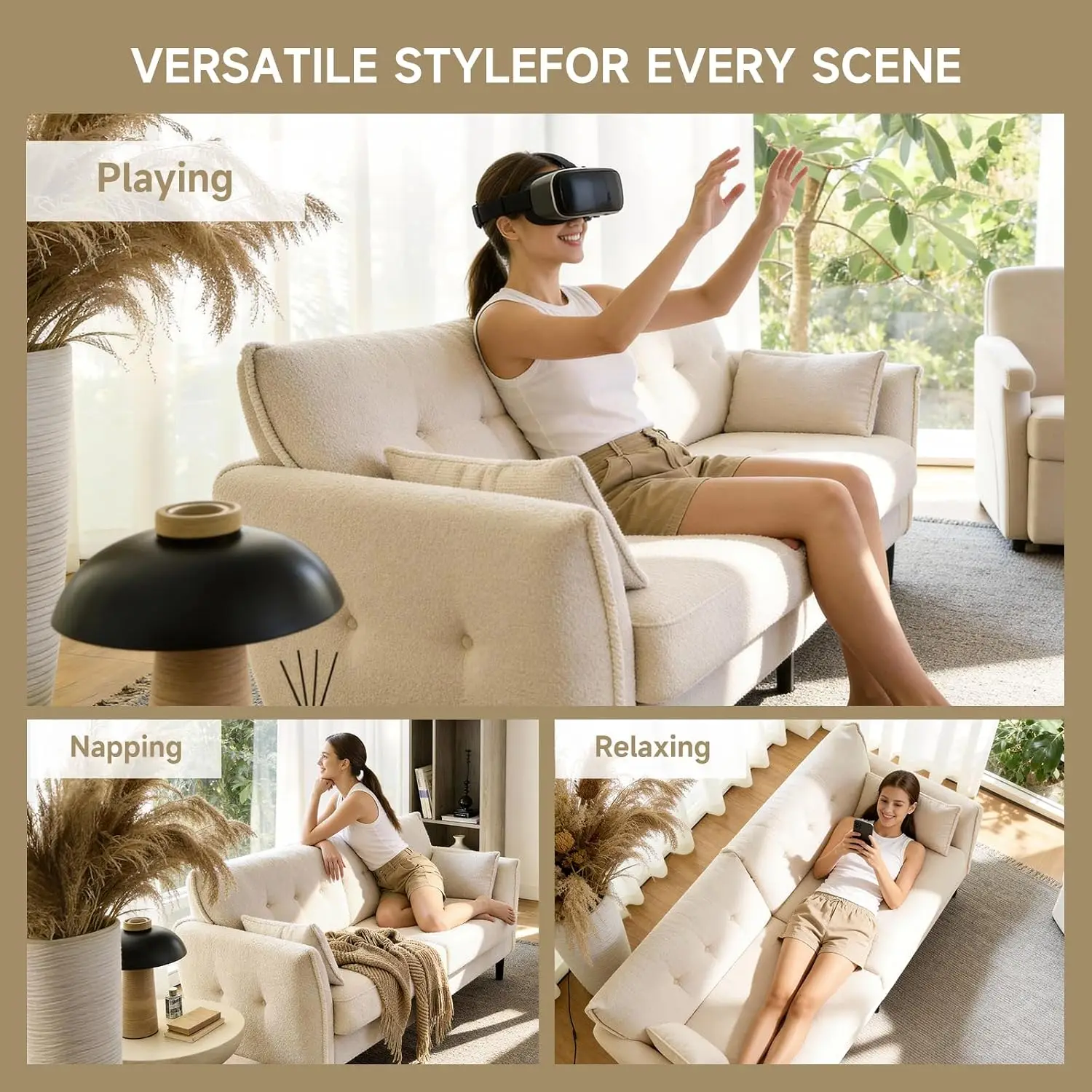 Modern Loveseat Button Tufted Upholstered Solid Easy Install Small Couch Living Room Bedroom Office 85.8