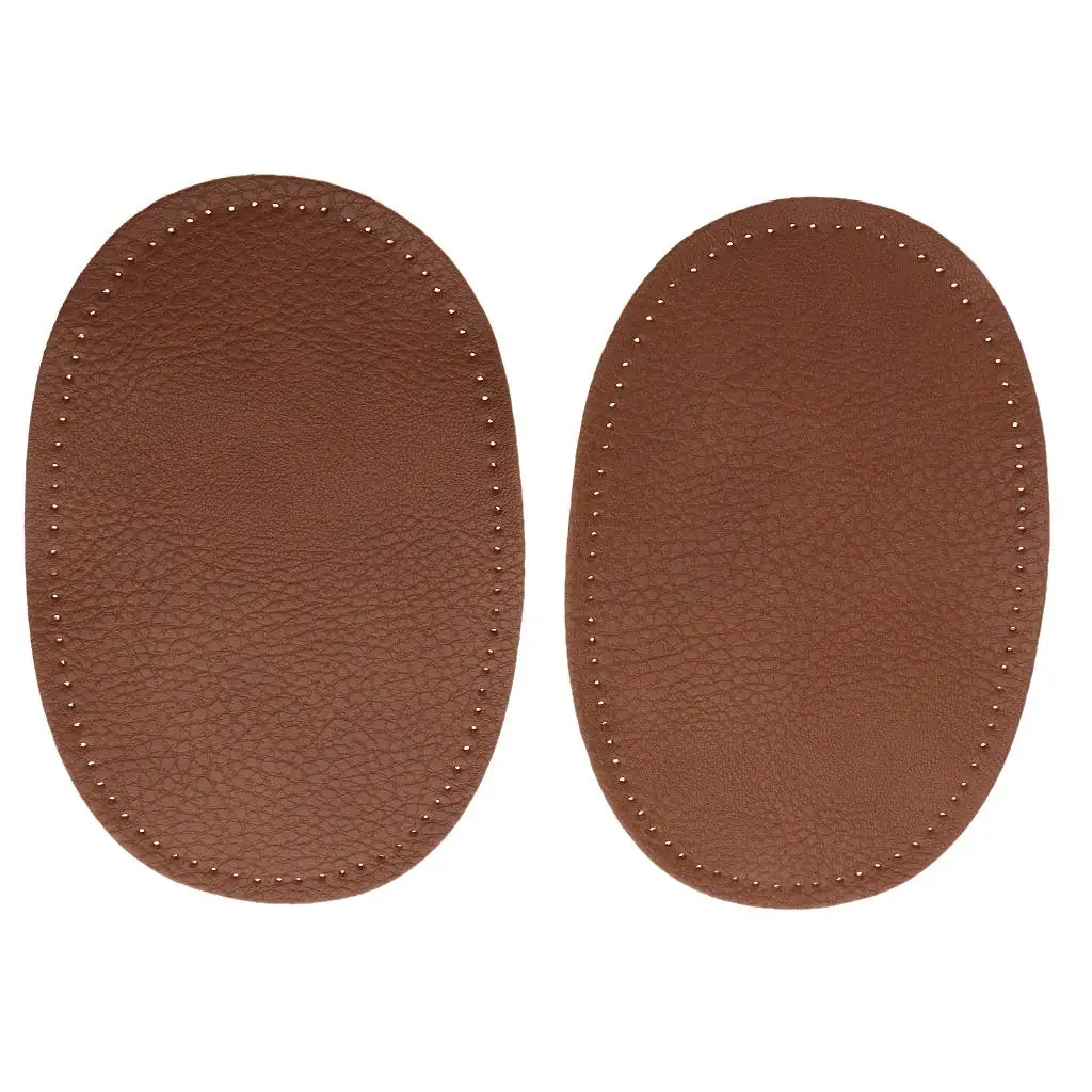 4-6pack Pair of PU Leather Oval Sew on Elbow Knee Patches Coffee