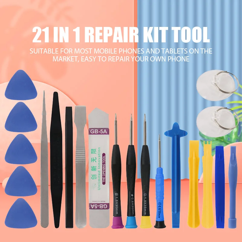 

21 in 1 Mobile Phone Repair Tools Kit Opening Screwdriver Set Plier Suction Cup Pry Glasses Repair Kit Set Tools For Smartphone