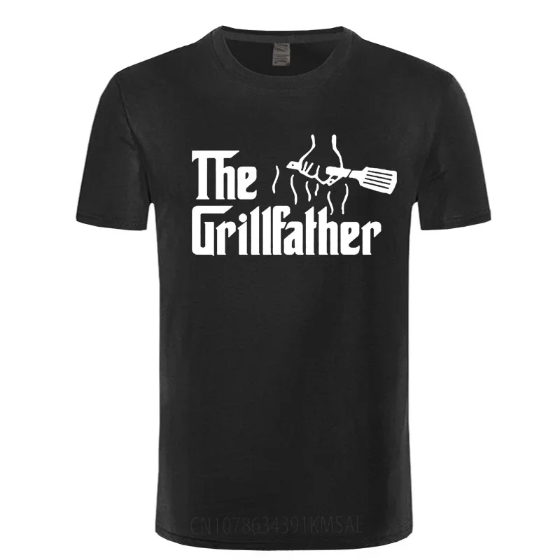 Men's Fashion The Grillfather Grey Funny BBQ Grill Chef Tee Shirt Cotton Short Sleeve T-Shirt