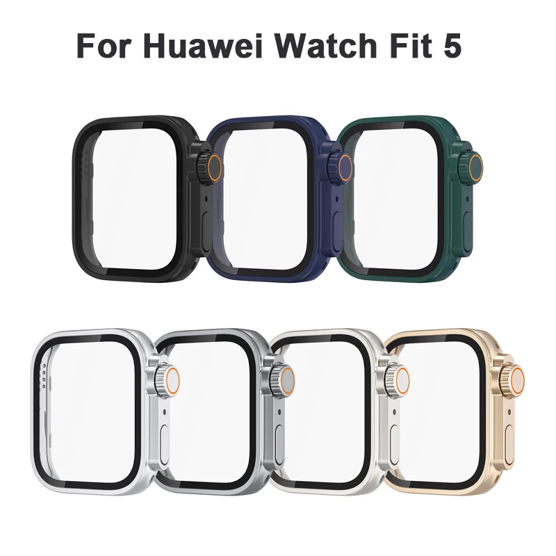 For Huawei Watch Fit 5 5Pro Hard Case Tempered Glass Screen Protector Appearance Upgrade Change To Iwatch Ultra 49MM Accessories