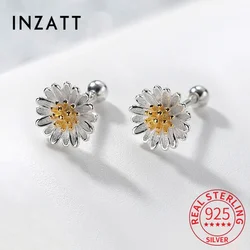 Authentic 925 Sterling Silver 6/8mm Flower Stud Earrings for Women Cute Fine Jewelry Piercing Screw Ball Plant Accessories