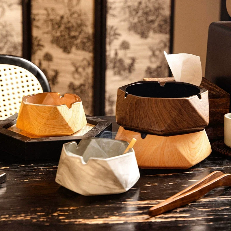 

Simple and Luxurious Ashtray, Hotel Office, Living Room, Household, High Aesthetic Wood Grain, Marble Pattern, Glass Ashtray