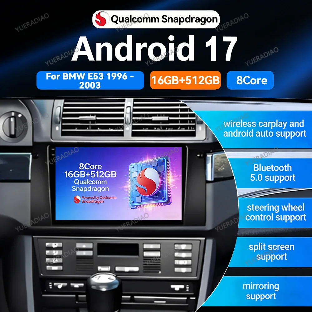 Android 17 Car Radio For BMW 5 E39 1996 - 2003 E53 X5 M5 BT Multimedia Stereo Video Player Mirror Link Bluetooth Car Radios SWC