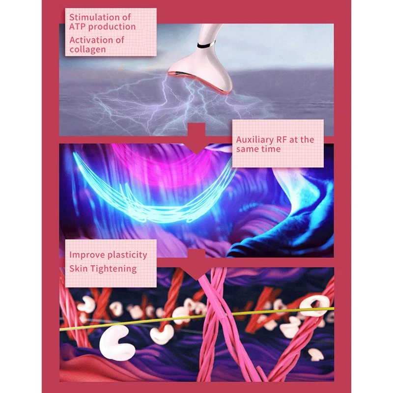 RF Pescoço e Rosto Beleza Dispositivo, EMS Levantamento, Removedor De Rugas, LED Terapia De Fótons, Pele Apertar, Anti Rugas