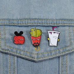 Fast Food Enamel Pins Custom Animation Comedy Brooches Lapel Badges Cartoon Funny Jewelry Gift for Kids Friends