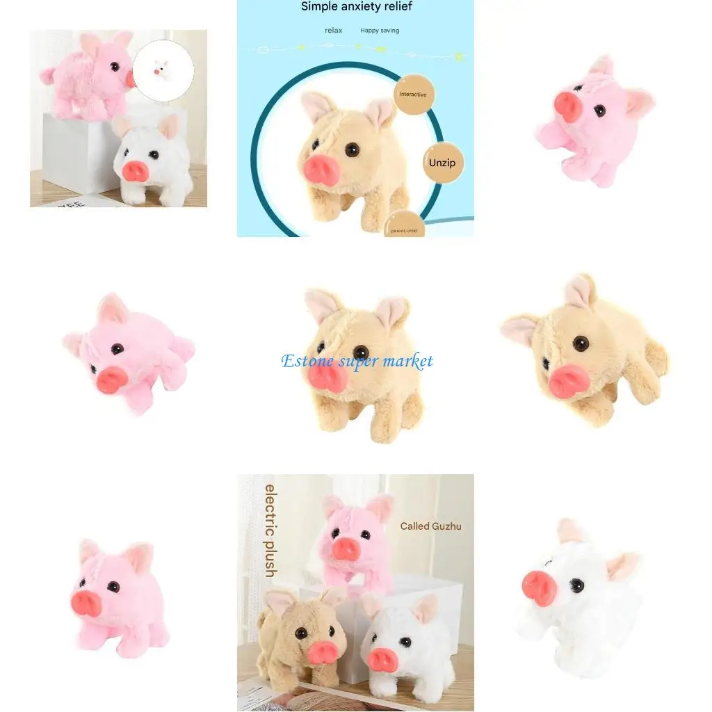 Cerdo juguete eléctrico animado 090B para niños, juego rol y desarrollo habilidades sociales, educativo temprano,