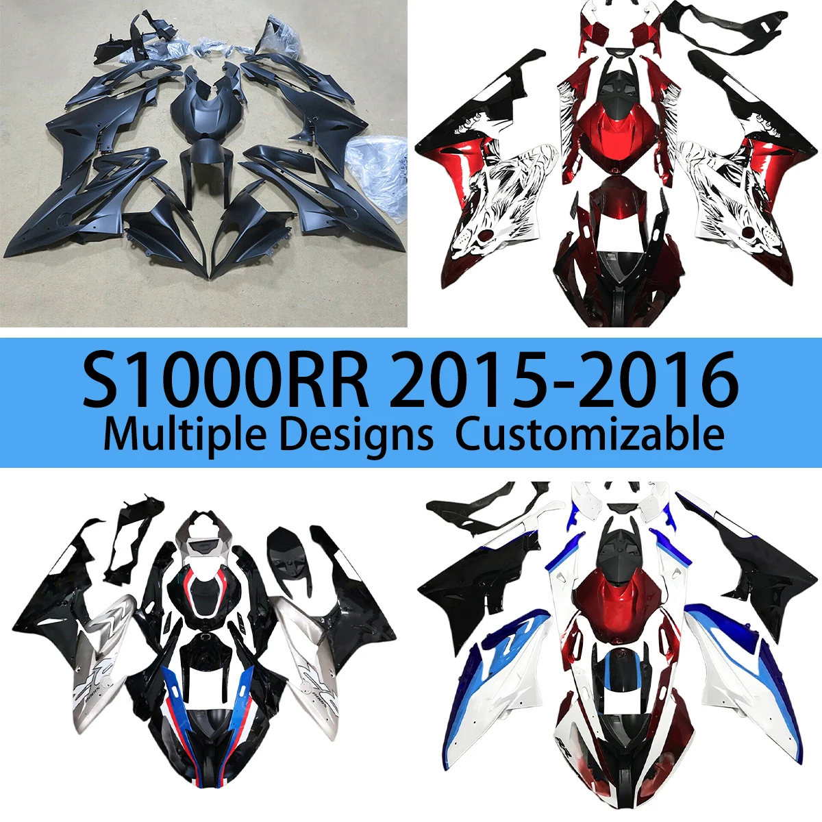 For BMW S1000RR 2015 2016 Injection Fairings S 1000RR 15 16 Aftermarket Body Works Cover Motorcycle Fairing Kit Black