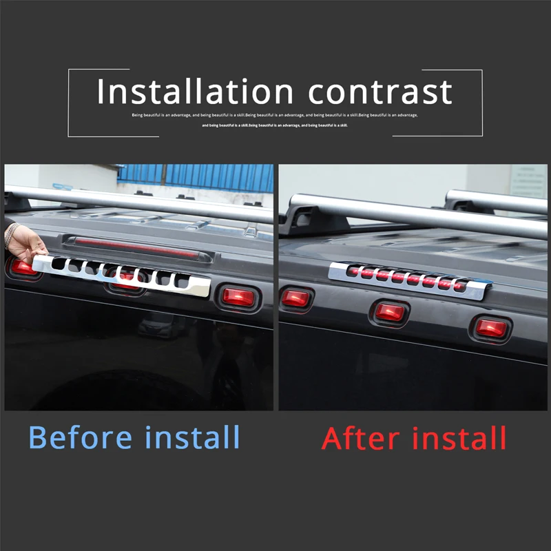 For Hummer H2 2003-09 Car High Mount Brake Light Protection Frame Sticker Aluminum Alloy Bright Light Exterior Accessories 1 Pcs