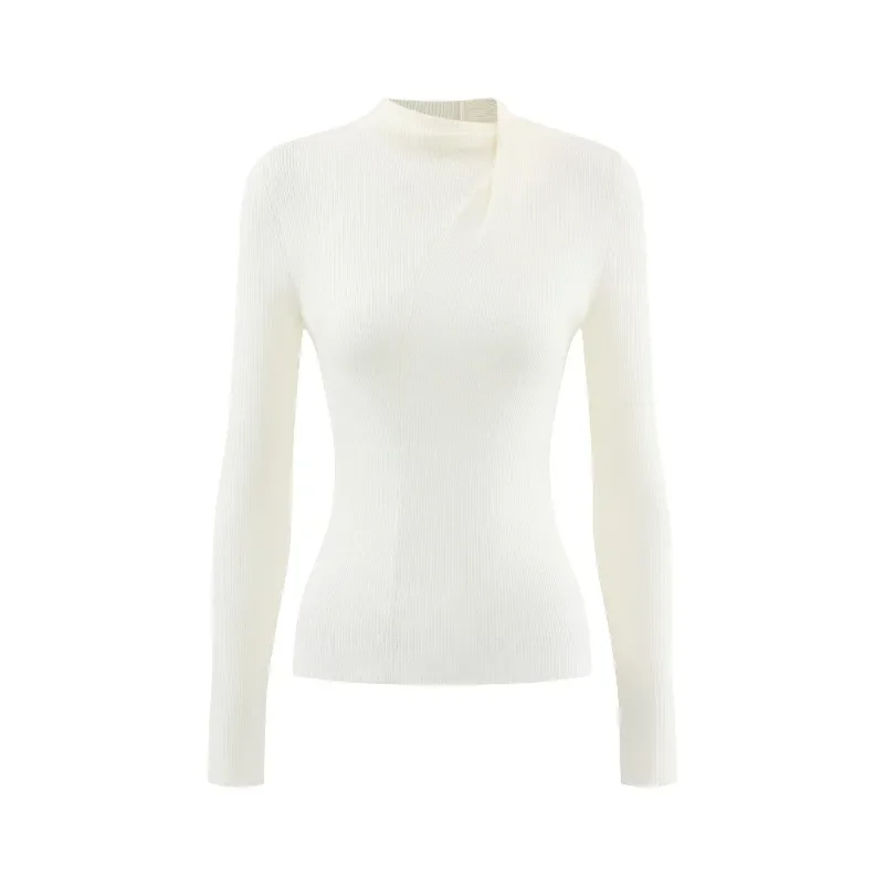 المرأة سيدة أنيقة الصوف متماسكة سترة سليم صالح وهمية الرقبة طويلة الأكمام أعلى لينة تمتد الطبقة الداخلية الدافئة لارتداء الشتاء اليومي