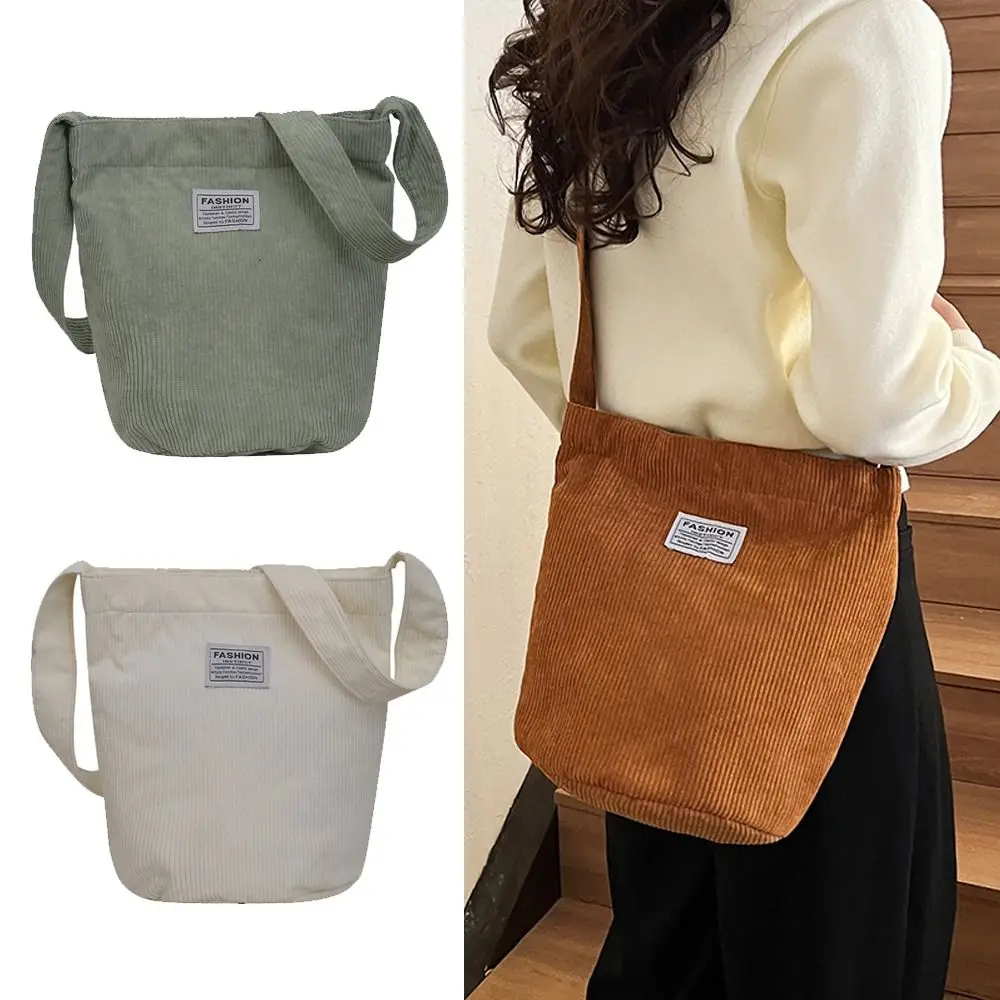 1PC Corduroy Crossbody Bags Women Shoulder Bag Ladies Handbag Bucket Bags Large Capacity Shopping Bags Beach Bag