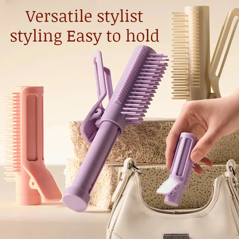 Women's Portable Curling Hair Comb High Color Styling Comb Retractable High Cranial Top Hair Comb