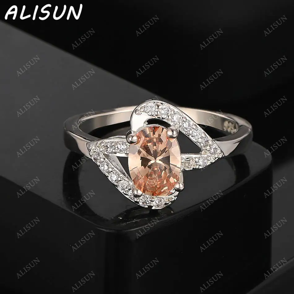 

ALISUN 925 Sterling Silver Yellow Zircon Simple Ring For Women Fashion Jewelry Charm Grace Noble Wedding Accessories