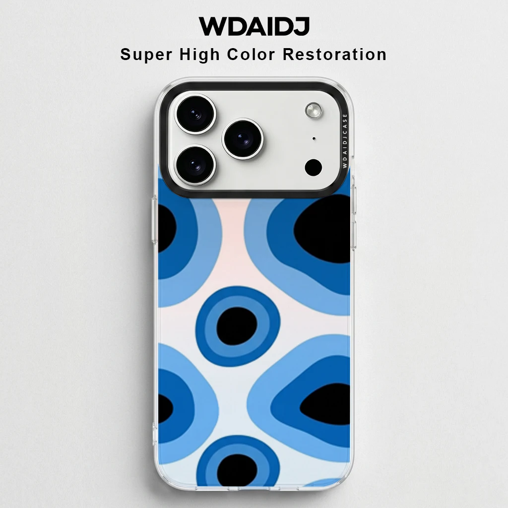 Funda Transparente para Teléfono con Diseño de Ojo Turco Azul, Antiamarilleo, Antigolpes, Delgada, de TPU, para iPhone Serie 13, 14, 15, 16, 17