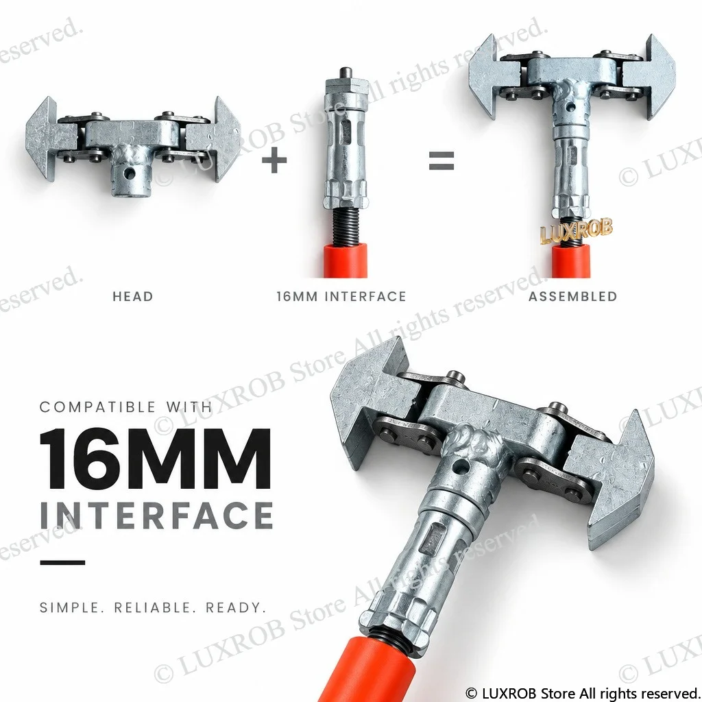 LUXROB 08B Roller Chain Drain Cutter Head Centrifugal Expand Manganese Steel Sewer Cleaner 90mm 16mm Only Head No Rod