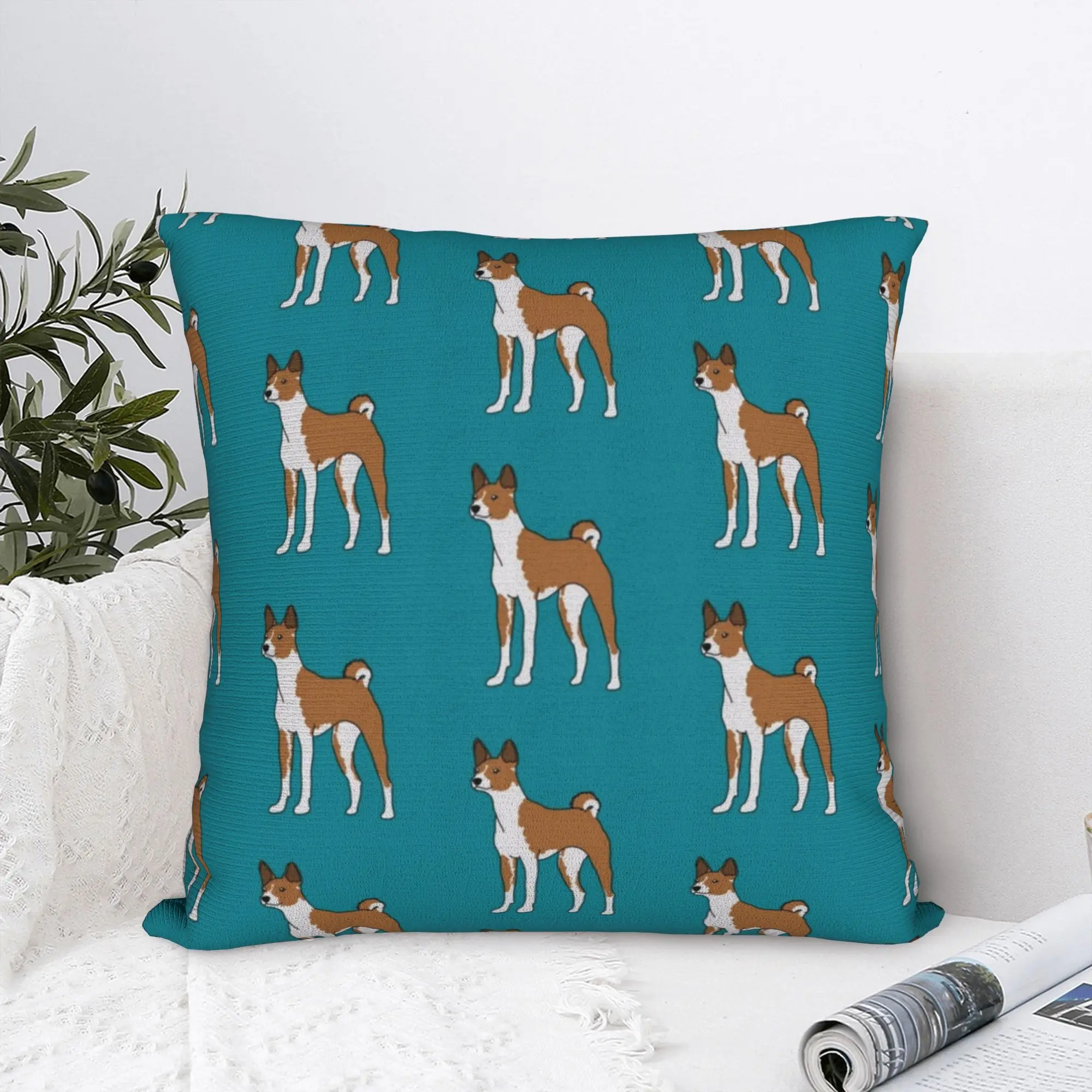 Printing Funny Basenji Poodle Pillowcase Polyester Cushion Cover Decoration Dog Animal Print Throw Pillow Case Cover Home Square