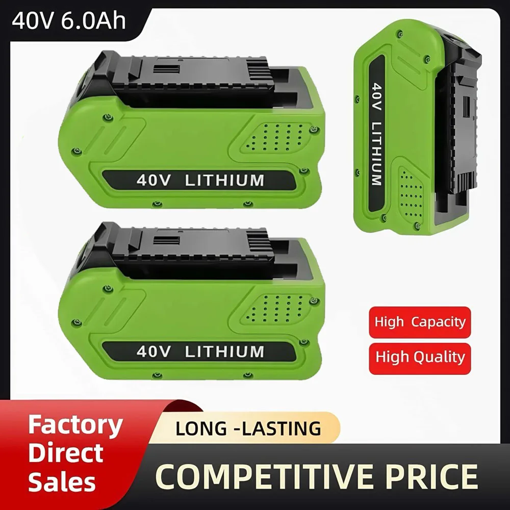 Сменный литий-ионный аккумулятор 8000 мАч, 6000 мАч, 40 В 29472 для GreenWorks 40 Вольт G-MAX 29252 20202 22262 27062 21242, электроинструменты