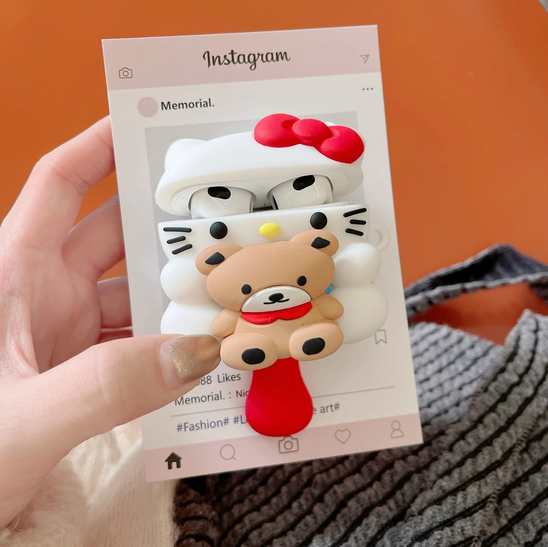 

Hello Kitty Mirror Makeup Case For Airpods Pro 2,3D Cartoon Protective Earphone Cover For Airpods 1/2/3/4 Case Cover