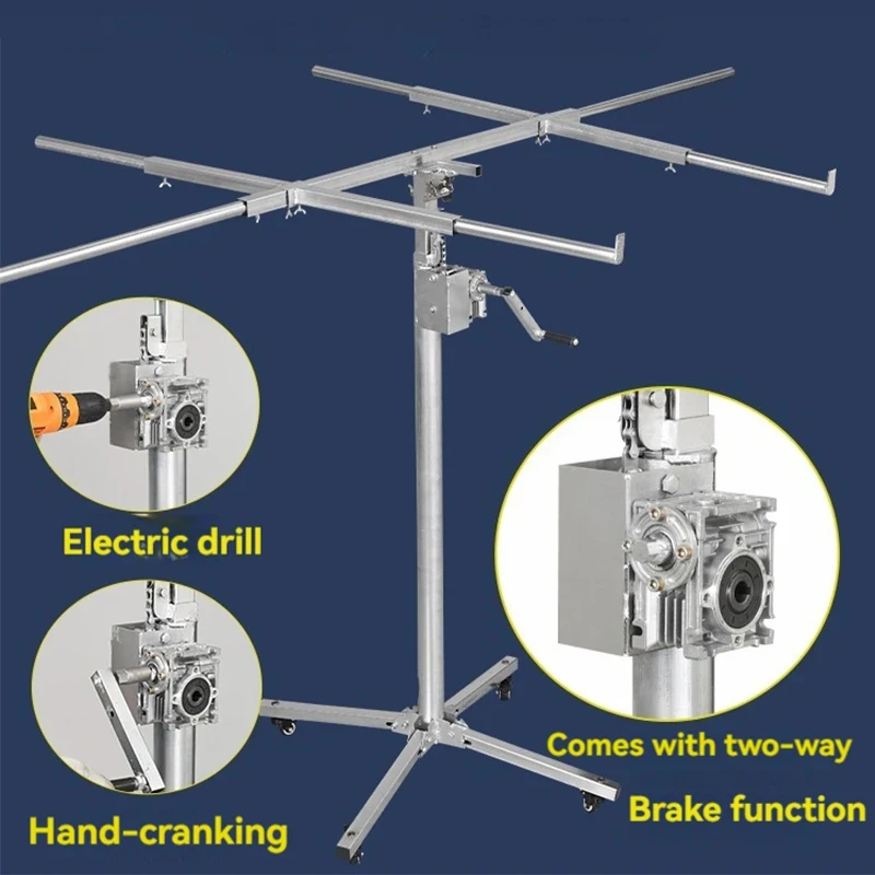 Adjustable Height 3.8m Manual 3-in-1 Multi-function Gypsum Board Lift Ceiling Tool Heavy Woodworking Decoration