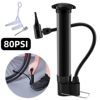 80PSI Bike Manual Air Pump Schrader Valve Balloon Tire Inflator Lightweight Bicycle Tire Pump for Road Mountain Bikes Balls