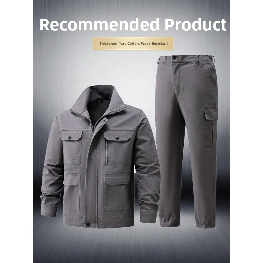 

Комплект рабочей одежды из чистого хлопка для весны и осени, устойчивый к ожогам и износу, для сварочных работ, с защитой от истирания, рабочая форма