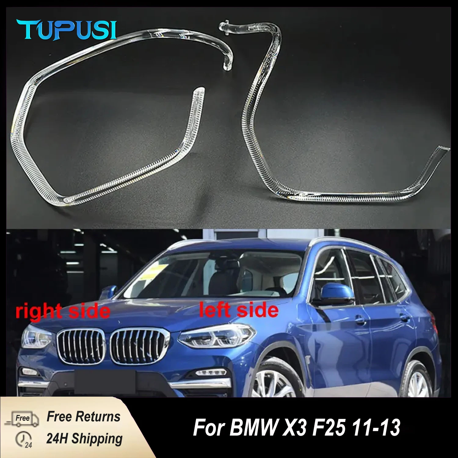 

2PCS For BMW X4 X3 G01 G02 G08 F97 F98 2018-2021 LED DRL Aperture Ring Light Guide Plate Daytime Running Light Tube