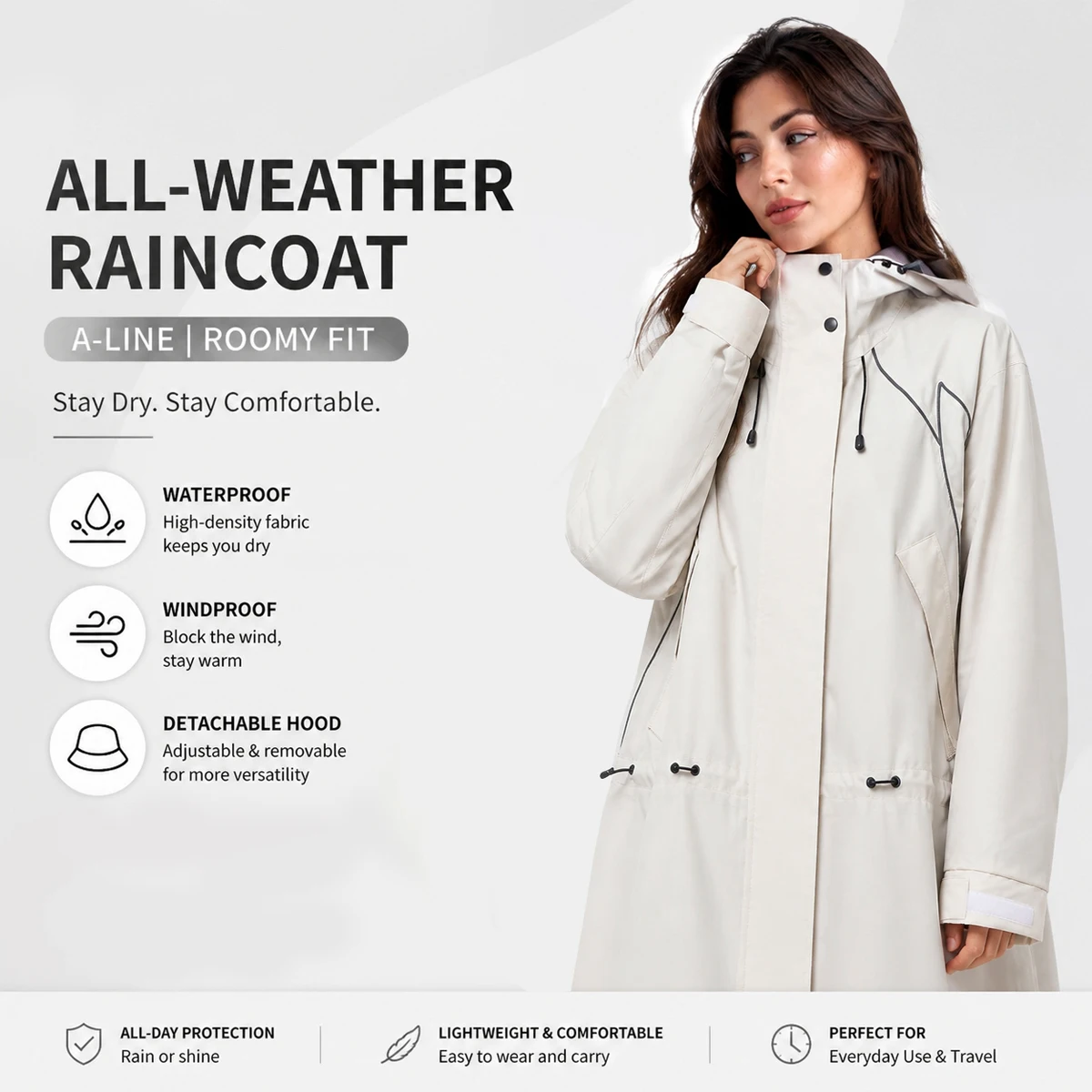 Heavy Rain Proof Long Raincoat for Men Women Extra Wide Hooded Poncho Windproof Motorcycle Riding Gear