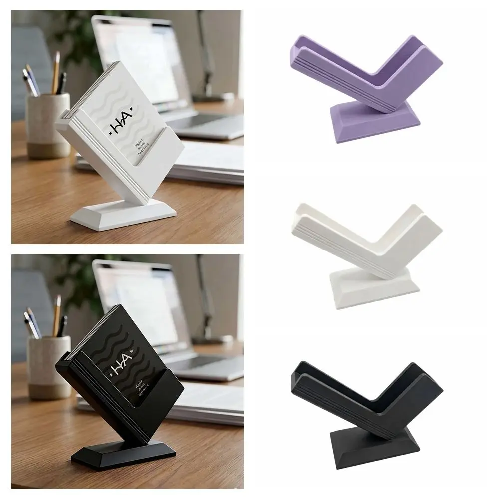 Synthetic Resin Business Card Holder Solid Structure Desktop Placement Card Display Rack Smooth Surface Name Card Stand Business