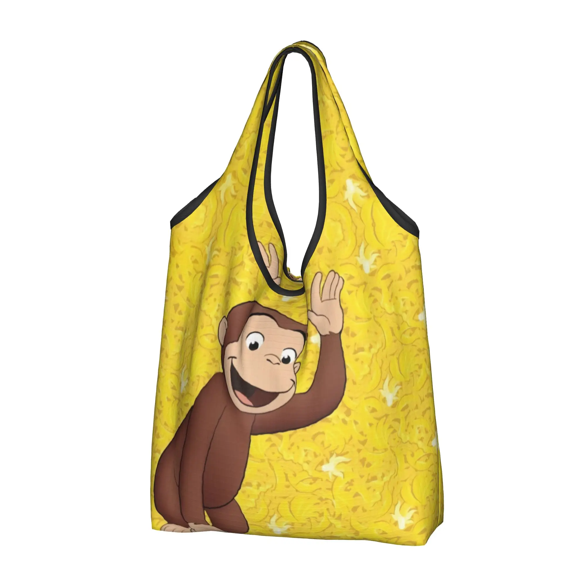 Recycling Cartoon Curious George Funny TV Monkey  Anime  Shopping Bag Women Tote Bag Portable  Groceries Shopper Bags