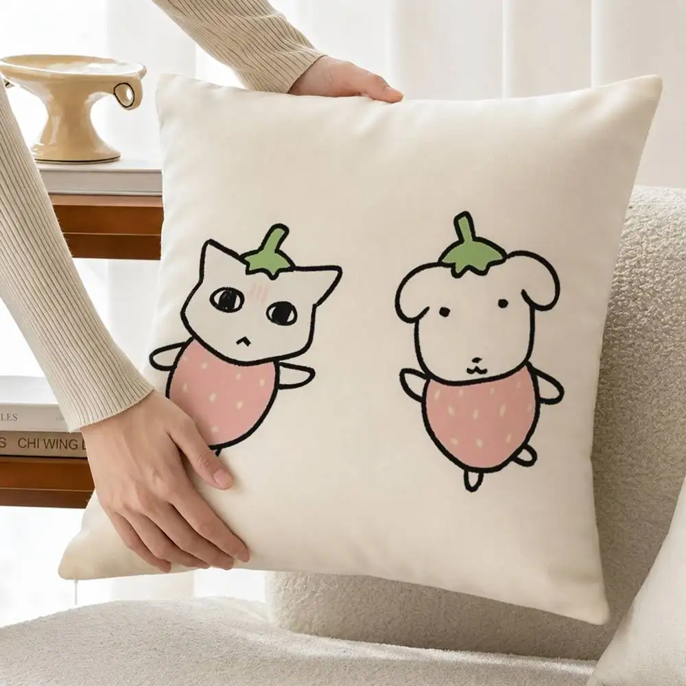 Ganadi and its cat friend Gonyani  Customizable Square Pillow case Double Sided Print Sofa Bedroom Decor Cushion Cover