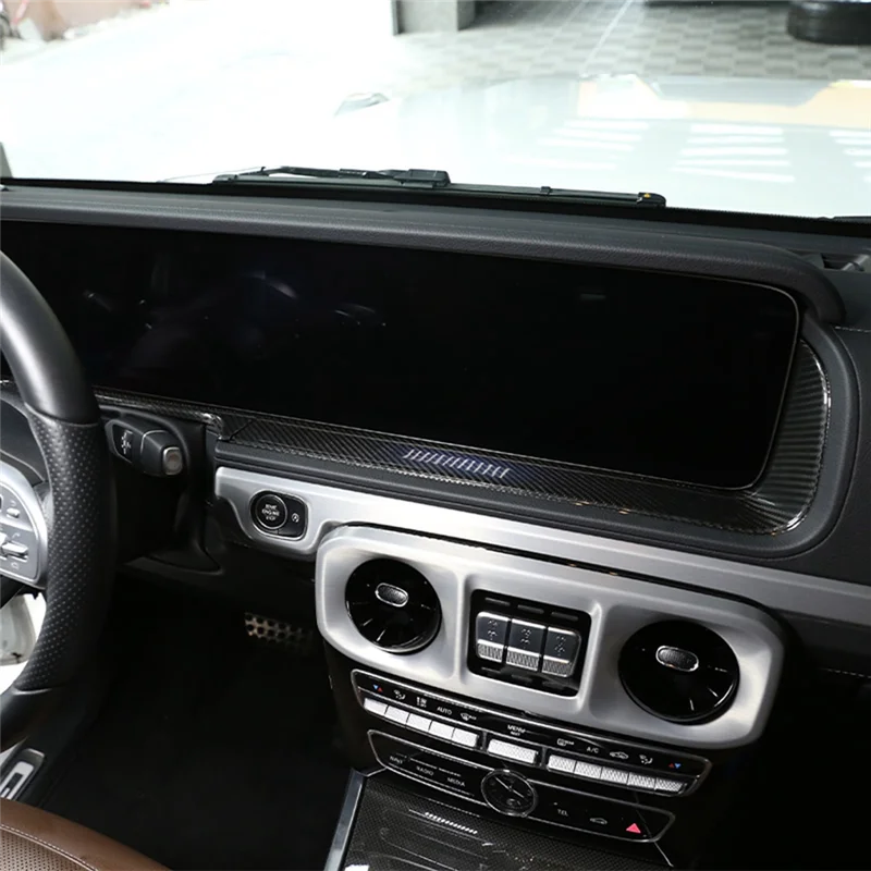 

Прочно для G-Class G63 G350 G500 2019-2020, сухое углеродное волокно, крышка приборной панели автомобиля, декоративные детали