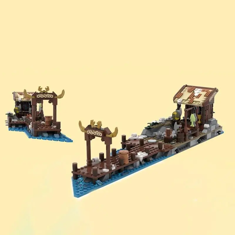 MOC-178609 Building Blocks Model, Expansion Village Small Market Dock, Small Particle Assembled Toy Set