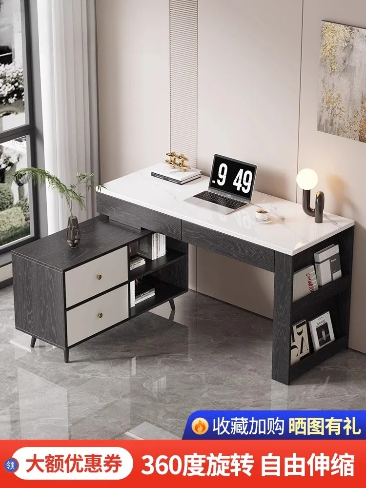 Slate L-shaped corner computer table, desk, chest, integrated small apartment, bedroom, office, study home, rotating double