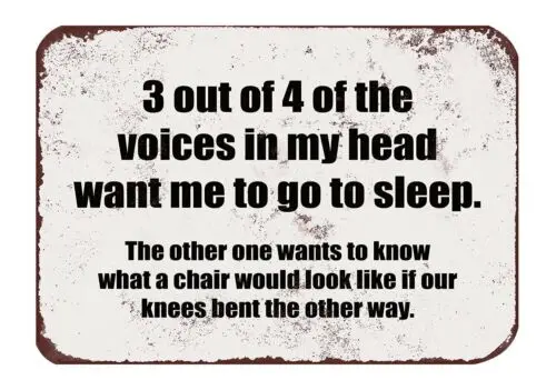 indoor wall  decorative voices in my head want to sleep tin metal sign