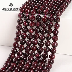 Cuentas de granate rojo oscuro de piedra Natural 1A, espaciador suelto redondo de 4, 6, 8, 10mm, tamaño a elegir para fabricación de joyería, accesorio para pulsera y collar Diy