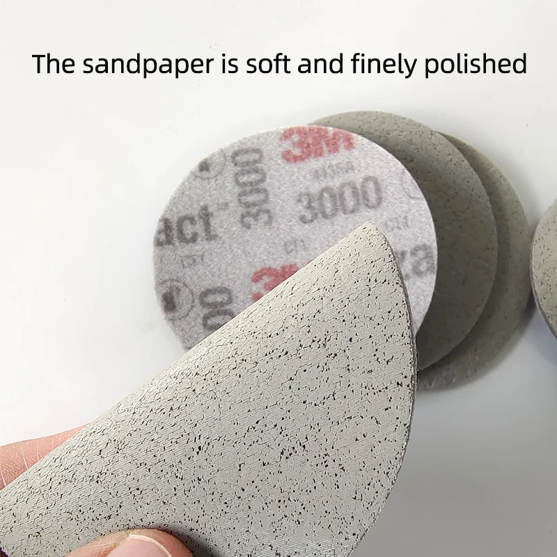 3M02087 Pyramid 3 Inch Sponge Sandpaper 3000 Mesh Flocking Disc Car Fineg Polishing Grinding Pieces