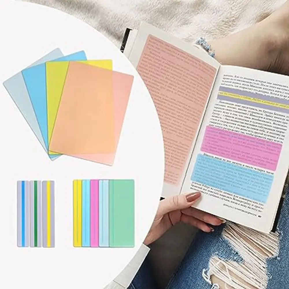 8 Stück transparente Lesezeichen Anleitung Karte Highlight Streifen Kunststoff Farbe Overlay bunt reduzieren visuellen Stress Lesen hilft Kindern